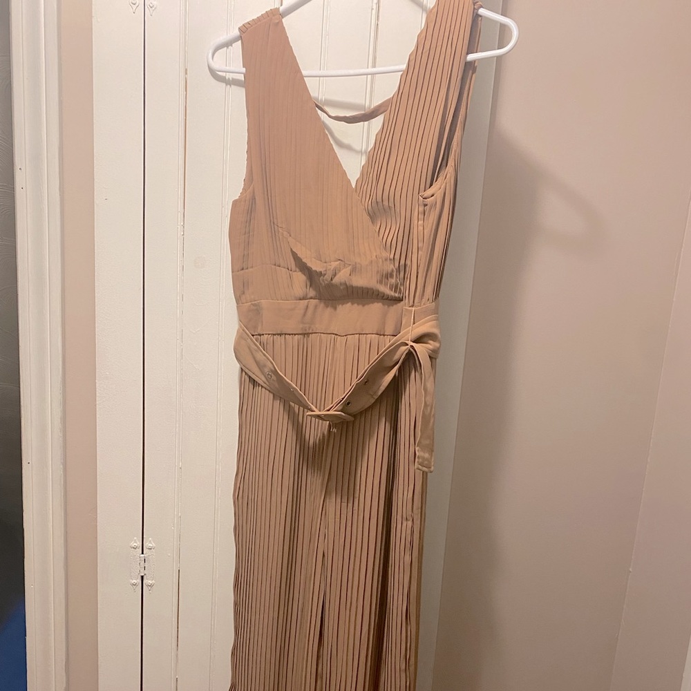 Wide Leg Pleated Jumpsuit Mocha